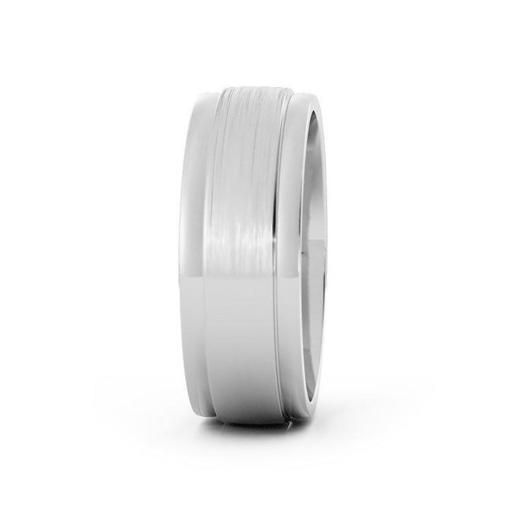 Platinum Satin Step-Down Edge 7mm Wedding Band