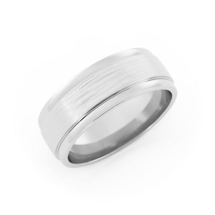 Platinum Satin Step-Down Edge 7mm Wedding Band