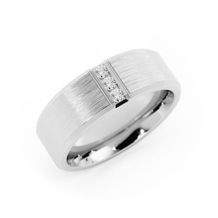 Round Triple Diamond with Slanted Edge Lab Grown Diamond Wedding Band