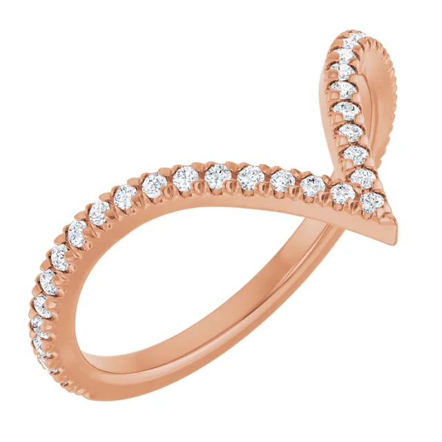 14K Rose Gold Chevron Contour Wedding Band