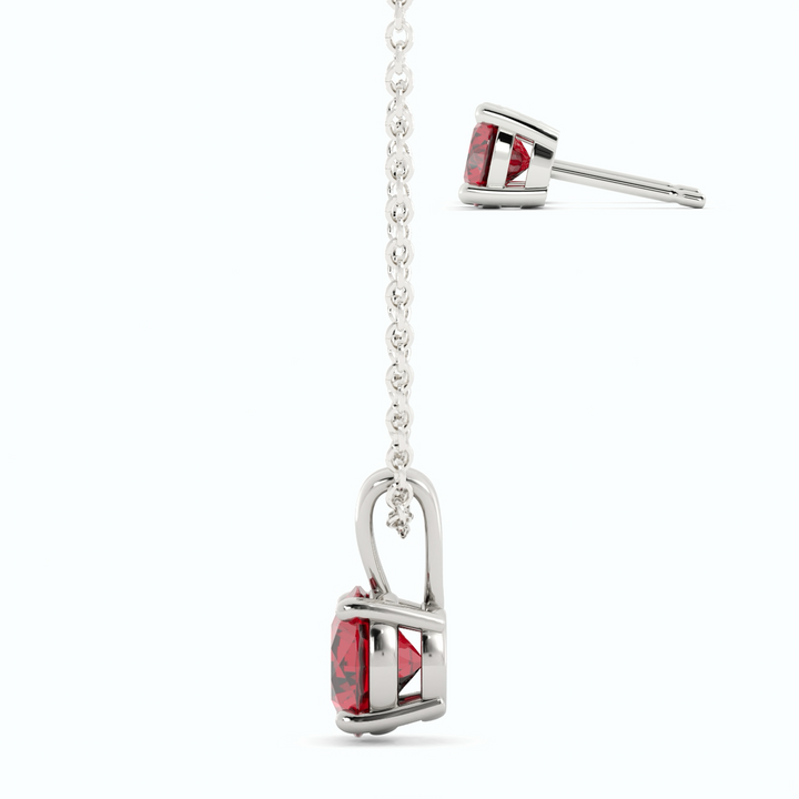 Lab Grown Ruby Earring and Pendant Set