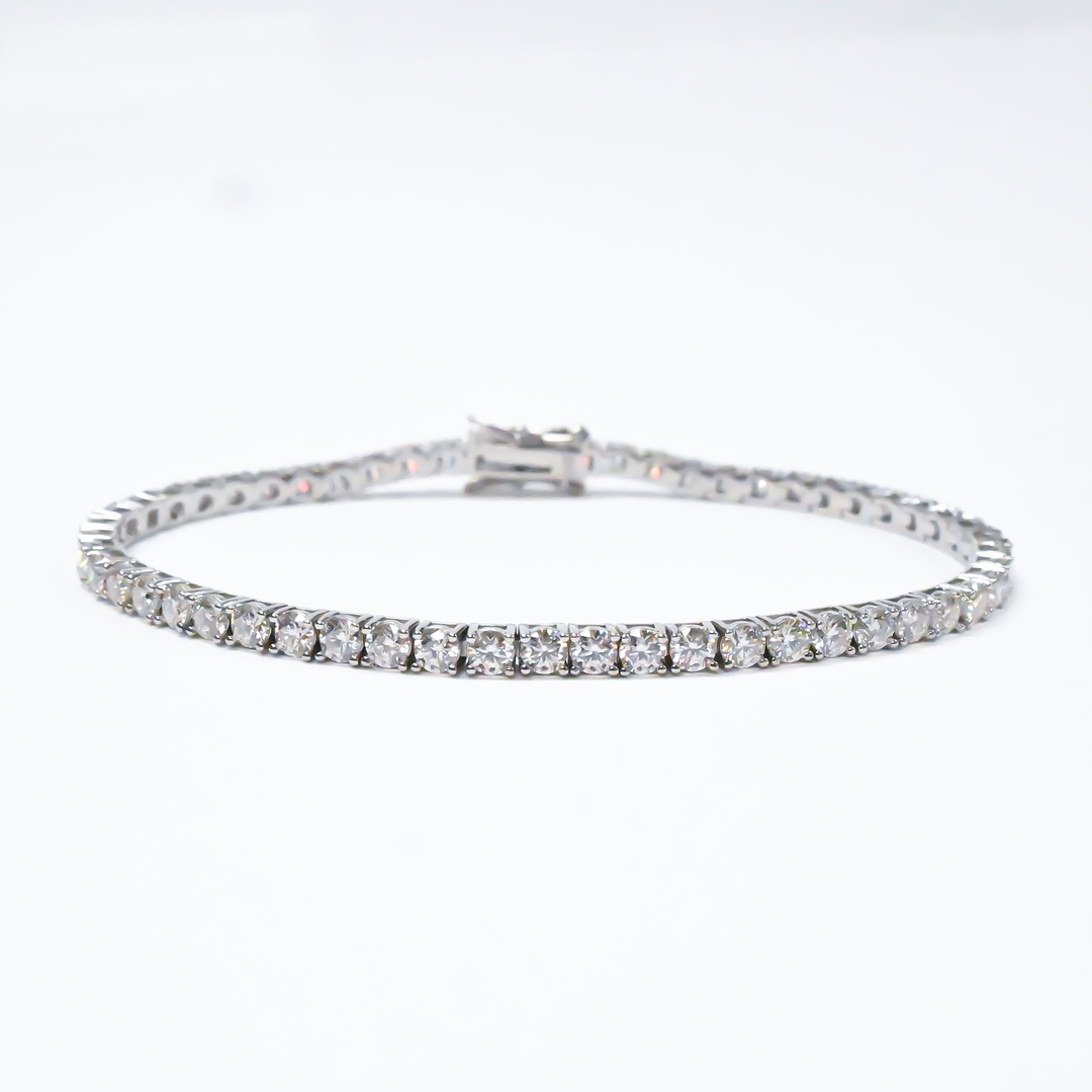 7.5 inch Tennis Bracelet, 5.6 ct. t.w. moissanite Round Cut Stones Sterling Silver With Rhodium Plating-7