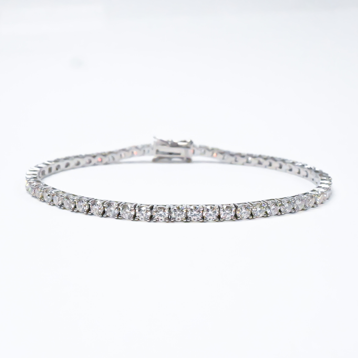 7.5 inch Tennis Bracelet, 5.6 ct. t.w. moissanite Round Cut Stones Sterling Silver With Rhodium Plating-7