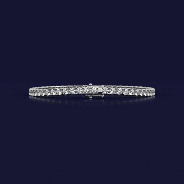 7.5” Silver Tennis Bracelet with Round Moissanite Stones - 5.6 total carats